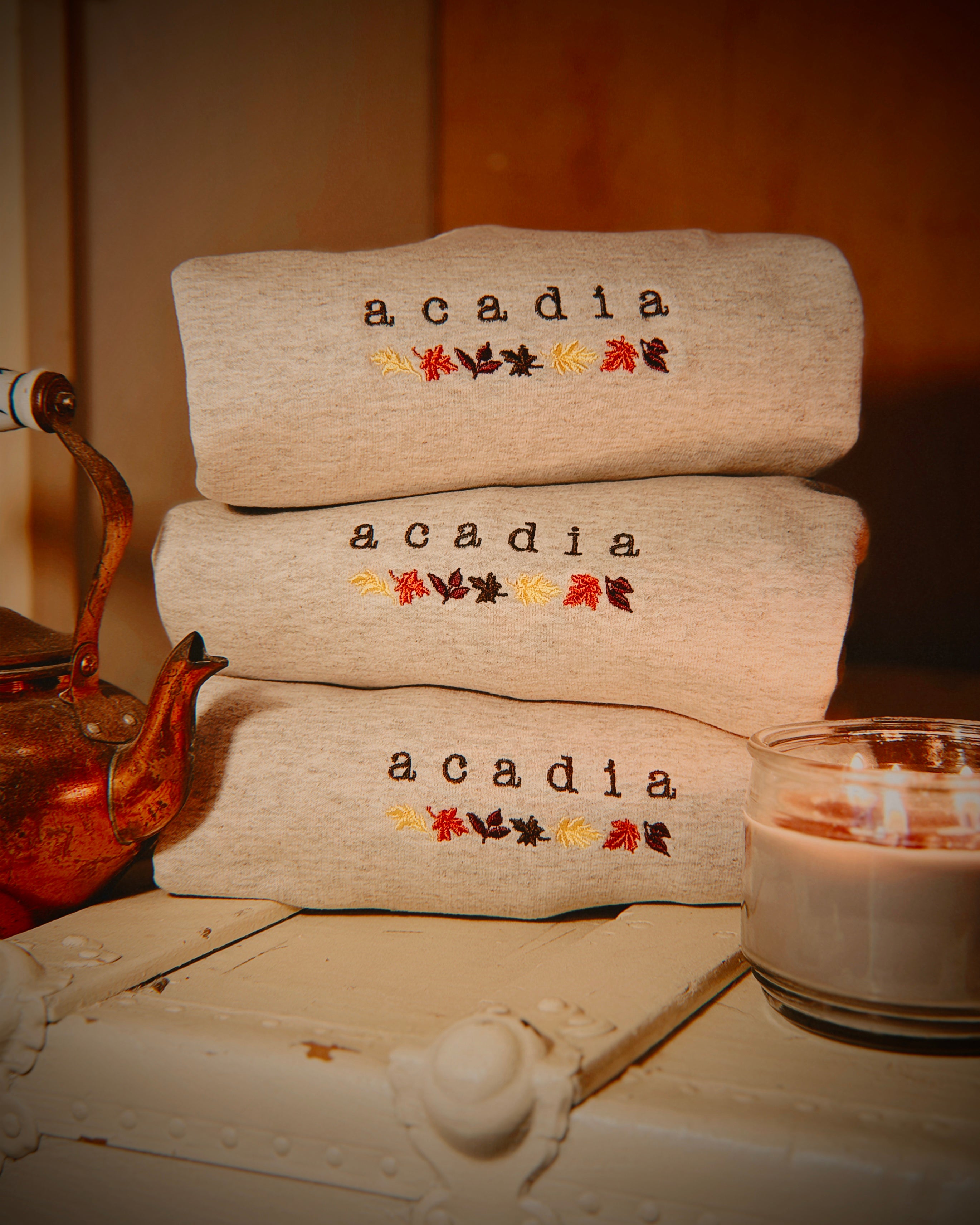 Autumn Leaves Embroidered Crew