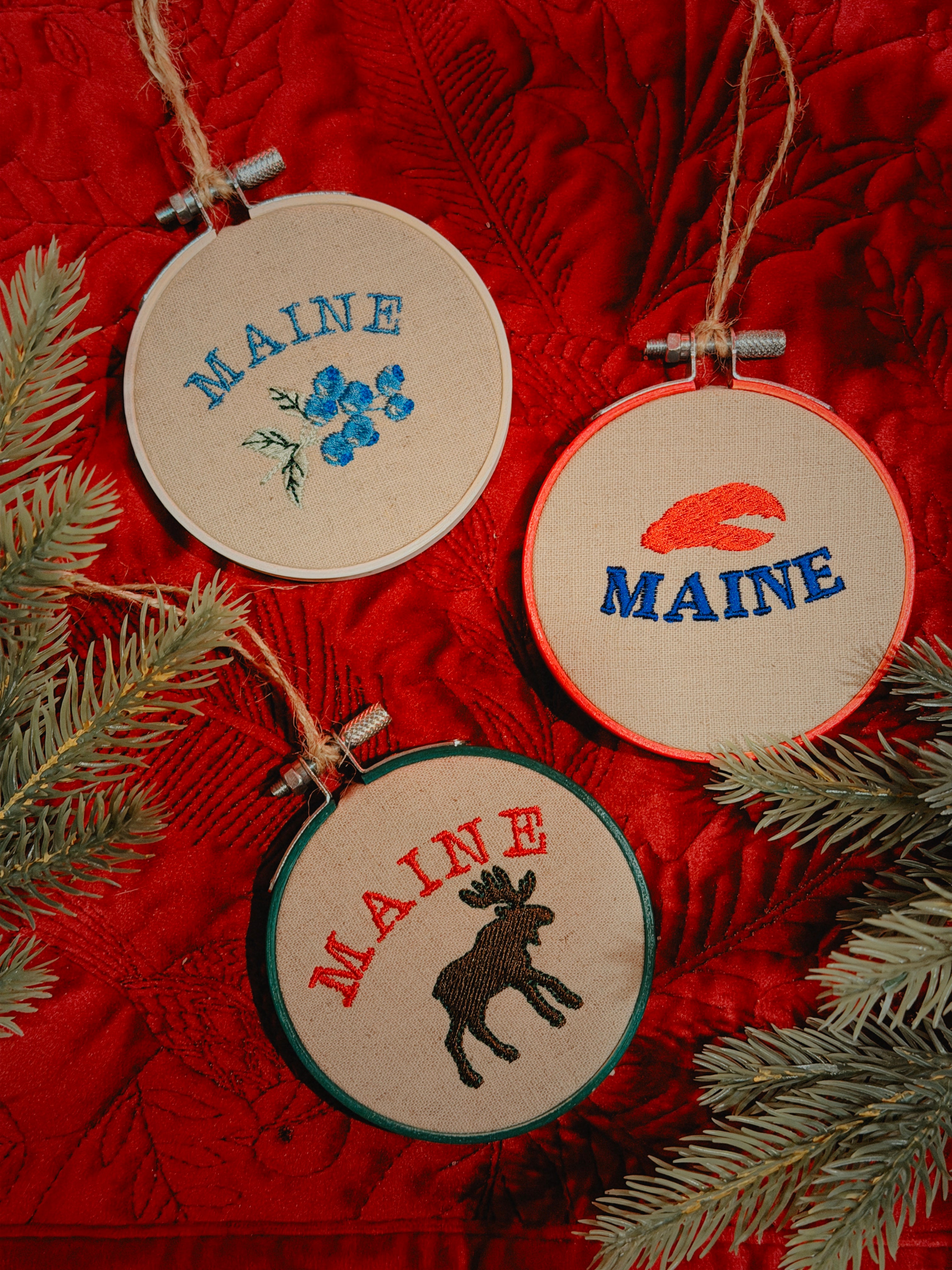 Embroidered Maine Ornament