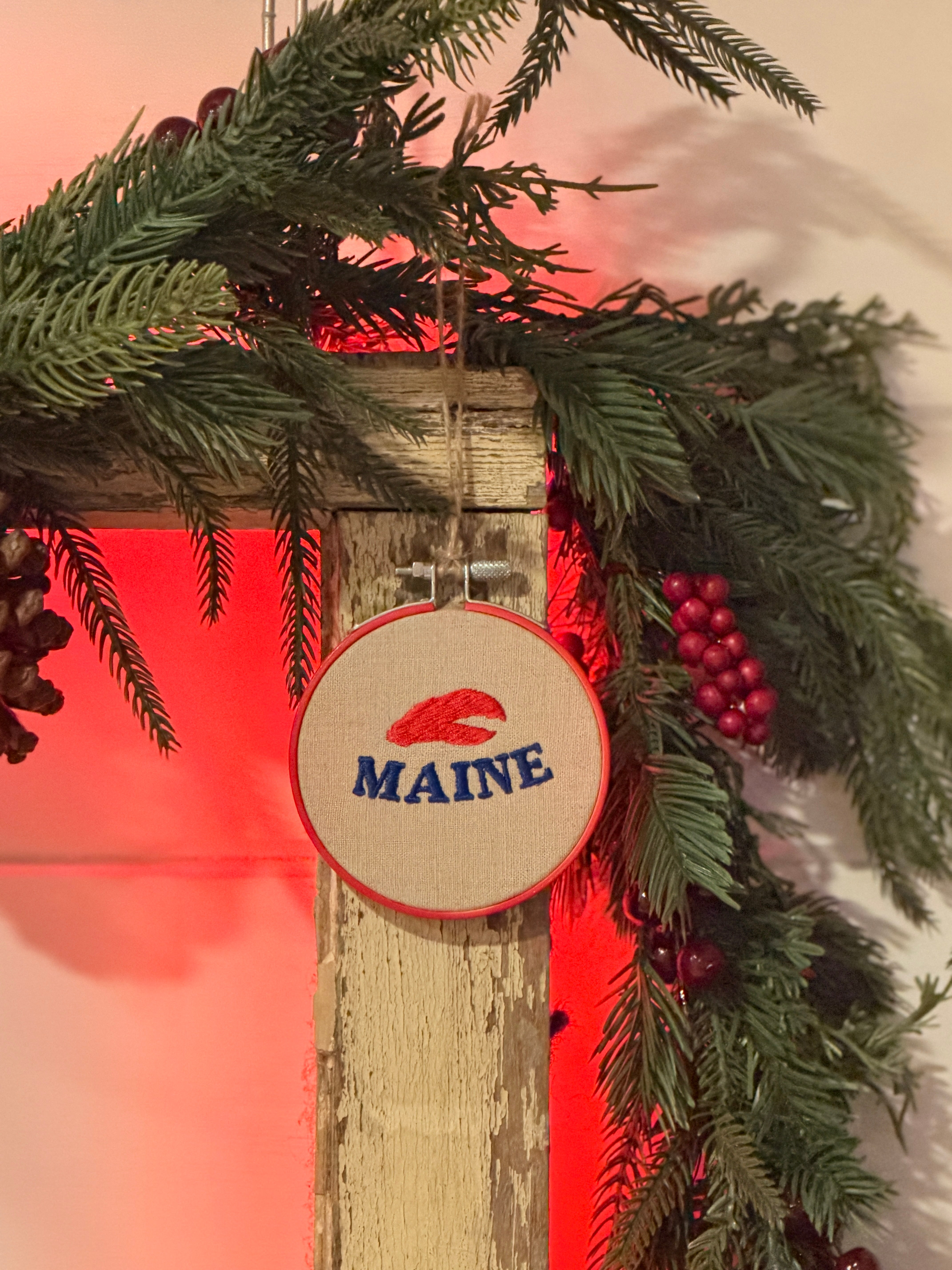 Embroidered Maine Ornament