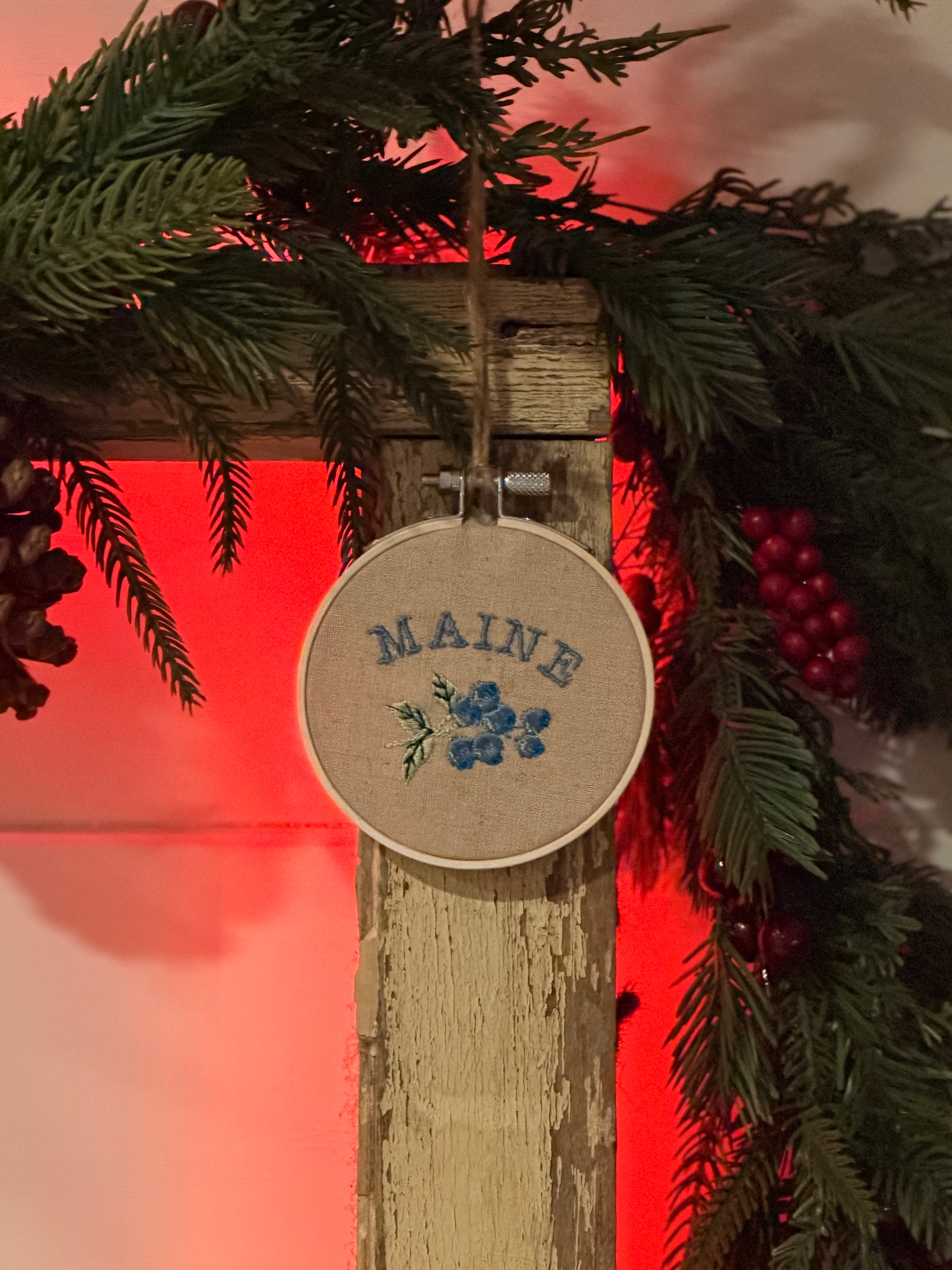 Embroidered Maine Ornament